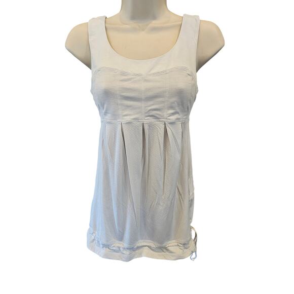 Lululemon White / White Vapor Train Stripe Sunset Athletic Tank Top Size 4 - Picture 1 of 9
